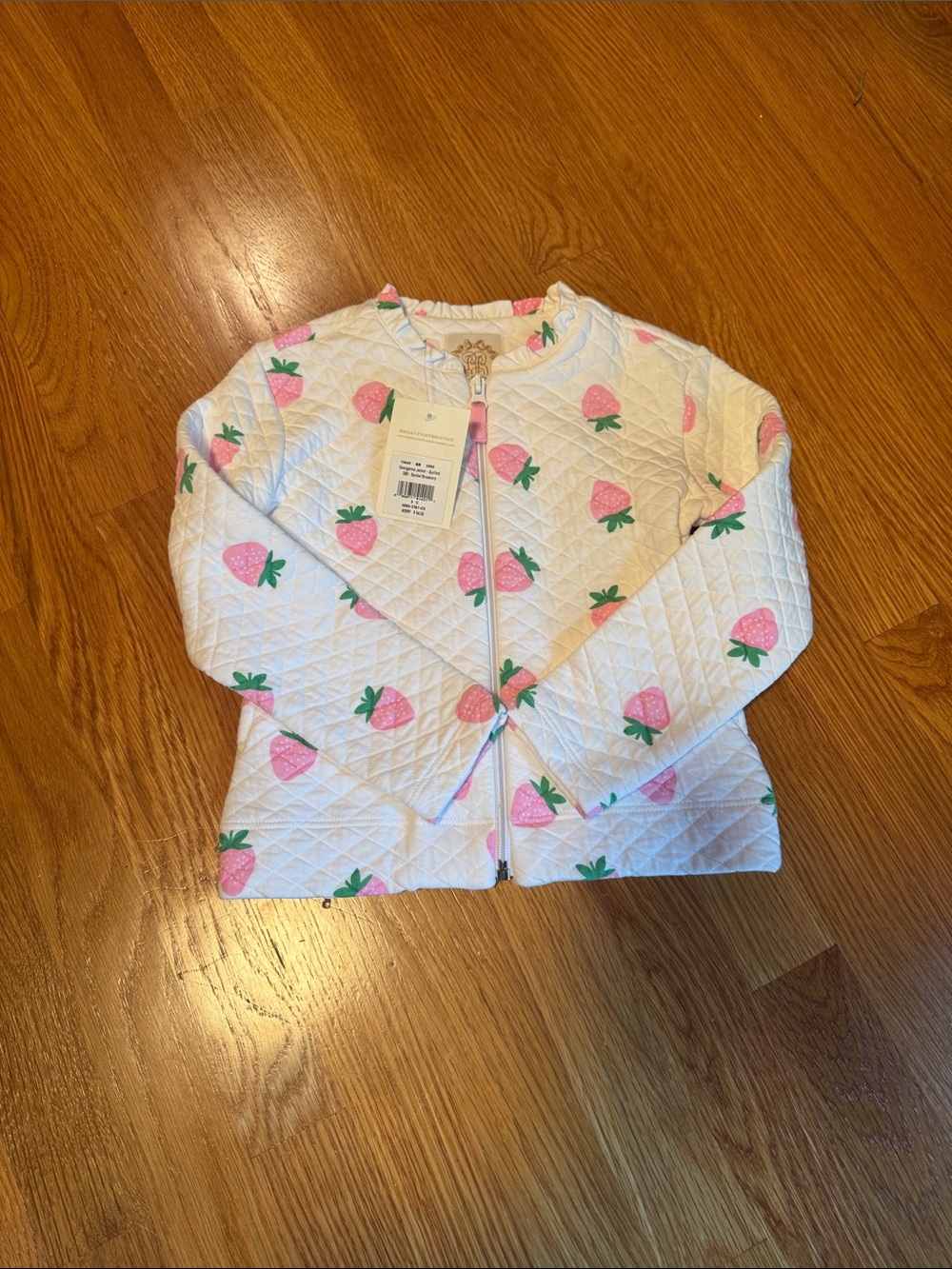 Beaufort Bonnet White Quilted Jacket with Pink Strawberry Print